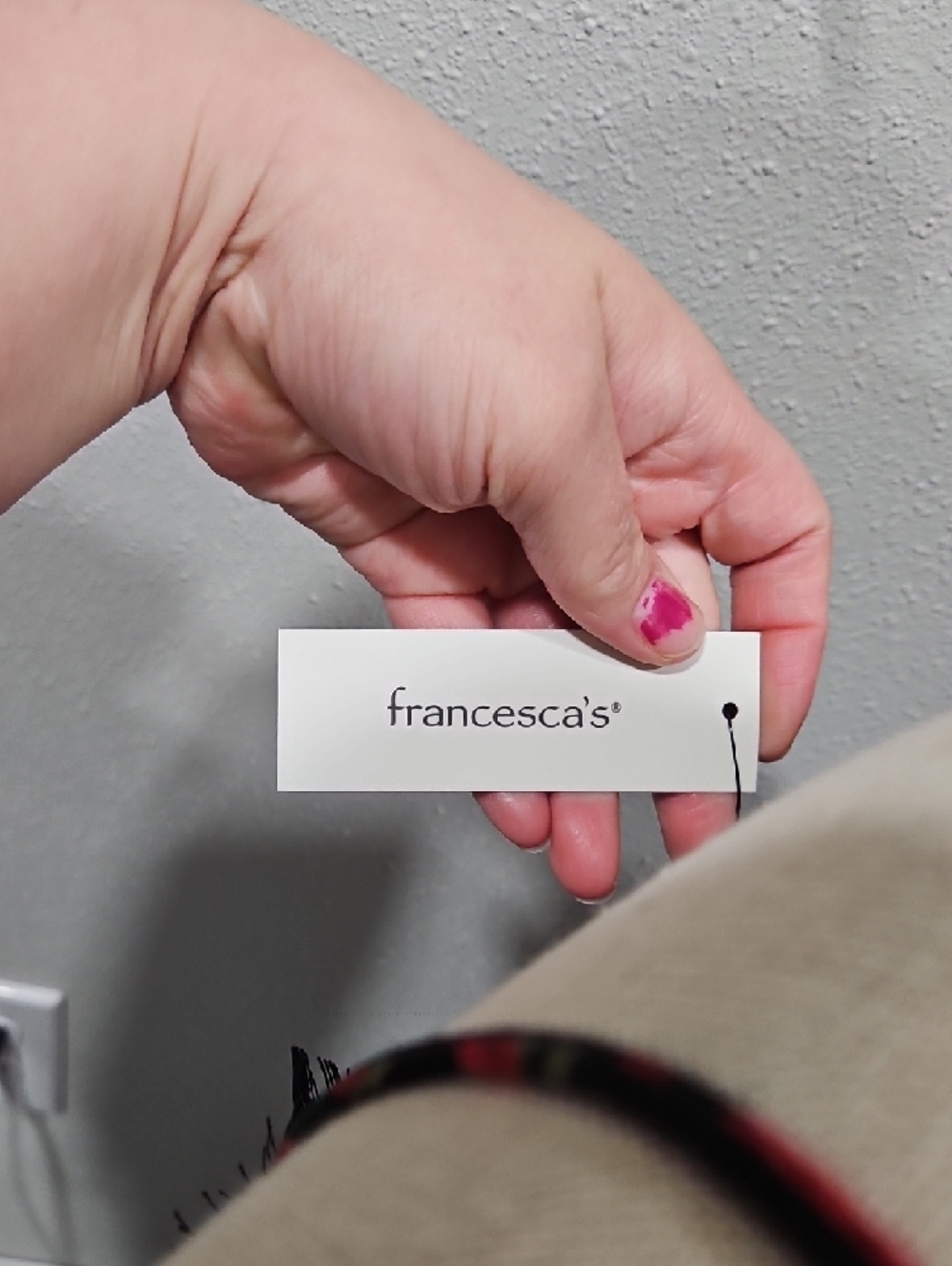 Francesca's Neutral Handheld Tag with Pink Nail Accent - Picture 2 of 11